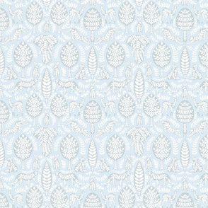  Leafy art jungle – chambray blue, grey and white  // Small scale