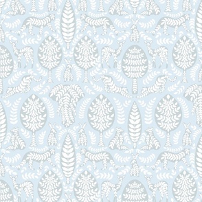  Leafy art jungle – chambray blue, grey and white  // Medium scale