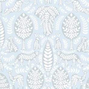  Leafy art jungle – chambray blue, grey and white  // Big scale