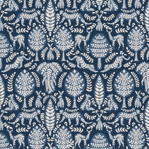  Leafy art jungle – indigo, blue and white  // Medium scale