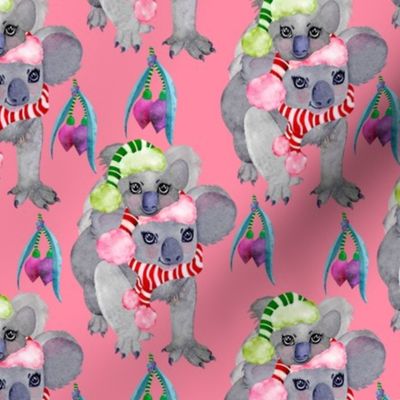 Koala Family Christmas Pink