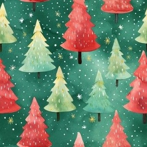 Watercolor Christmas Trees