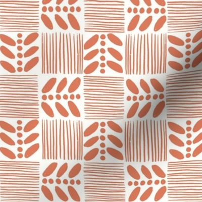 (L) Geometric  Tropical Fruit Seed Checkerboard Ch-White_Paprika