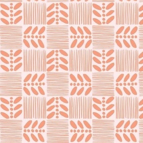 (M) Geometric Tropical Fruit Seed Checkerboard Checkers-Pink Wafer_Orange Papaya