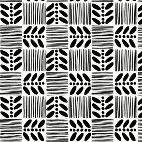 (M) Geometric Tropical Fruit Seed Checkerboard Checkers-White_Black-Medium