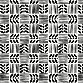 (S) Geometric Tropical Fruit Seed Checkerboard Checkers-White_Black