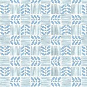 (S) Geometric Tropical Fruit Seeds Checkerboard Checks-White_Lagoon Blue