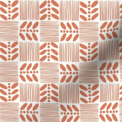 (M) Geometric Tropical Fruit Seed Checkerboard Checkers-White_Brown - Paprika