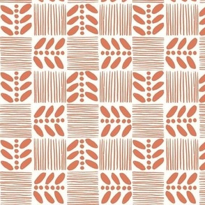 (M) Geometric Tropical Fruit Seed Checkerboard Checkers-White_Brown - Paprika