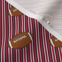 Smaller Scale Team Spirit Football Diagonal Sporty Stripes in Houston Texans Deep Steel Navy Blue and Battle Red