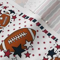 Smaller Patchwork 3" Squares Team Spirit Football in Houston Texans Deep Steel Navy Blue and Battle Red for Cheater Quilt or Blanket