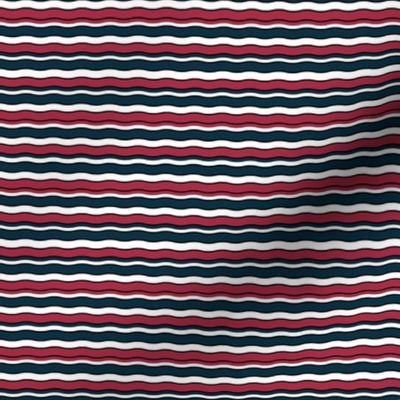 Small Scale Team Spirit Football Wavy Stripes in Houston Texans Deep Steel Navy Blue and Battle Red