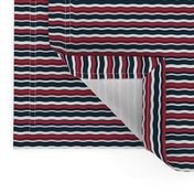 Small Scale Team Spirit Football Wavy Stripes in Houston Texans Deep Steel Navy Blue and Battle Red