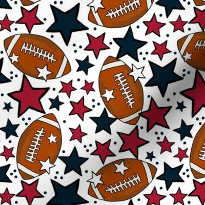 Medium Scale Team Spirit Footballs and Stars in Houston Texans Deep Steel Navy Blue and Battle Red