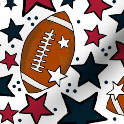 Large Scale Team Spirit Footballs and Stars in Houston Texans Deep Steel Navy Blue and Battle Red