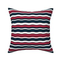 Large Scale Team Spirit Football Wavy Stripes in Houston Texans Deep Steel Navy Blue and Battle Red
