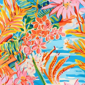 Jumbo Vivid Tropics - Lush Floral Island Splendor