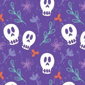 Floral Skulls - Purple Base