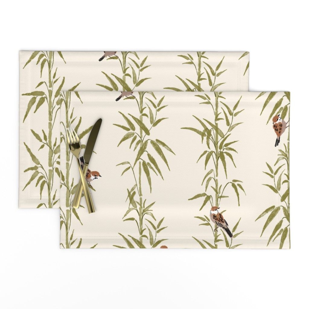 Scenes of Zen - Bamboo & Sparrows | on cream | 24