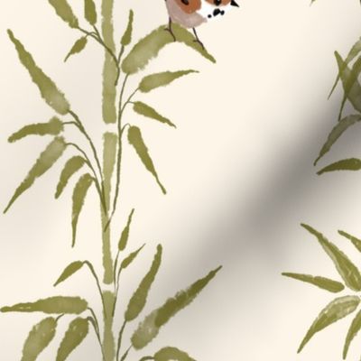Scenes of Zen - Bamboo & Sparrows | on cream | 24