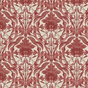 Block Print-Inspired Ruby Red Floral