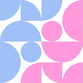 Perfect Trap Tulip Garden Big Geometric Pattern Pastel Pink And Baby Blue Colorful Circle Half-Drop 60’s Film Palette Scandi Retro Modern Minimalist Abstract Flower Graphic Design