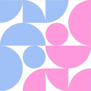 Perfect Trap Tulip Garden Geometric Pattern Pastel Pink Baby Blue Colorful Circle Half-Drop 60’s Film Palette Scandi Retro Modern Minimalist Abstract Flower Graphic Design