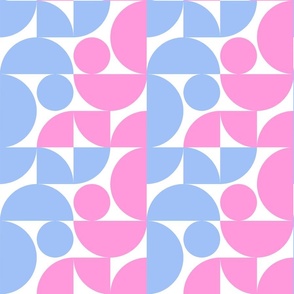 Perfect Trap Tulip Garden Mini Geometric Pattern Pastel Pink And Baby Blue Colorful Circle Half-Drop 60’s Film Palette Scandi Retro Modern Minimalist Abstract Flower Graphic Design