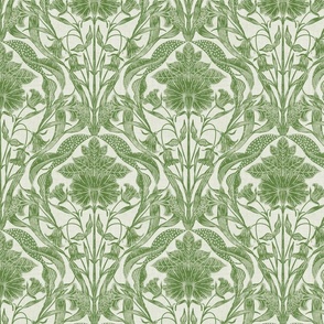 Block Print-Inspired Calm Neutral Floral (Green)
