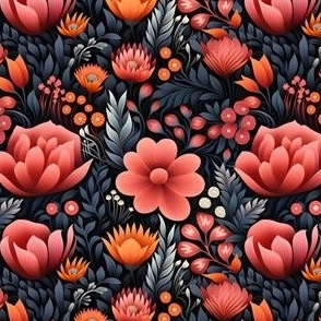 Pink, Orange & Gray Floral - small