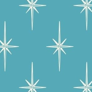 Vintage North Star Pattern in Aquamarine Blue and Ivory