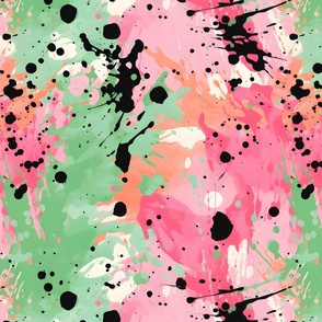Pink, Green & Black Spatter Paint 