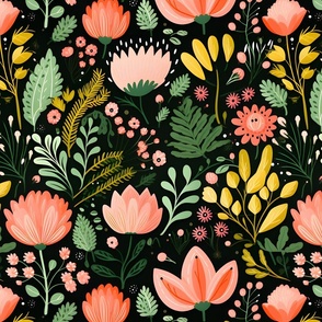 Pink, Yellow & Green Floral - large