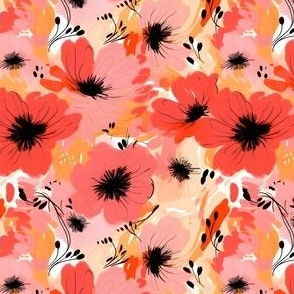 Pink, Coral & Black Floral - small
