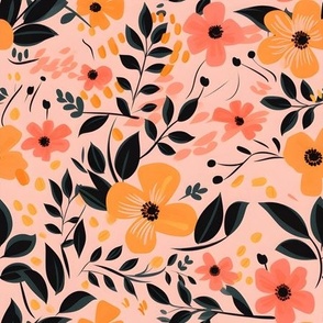Pink, Orange & Black Floral - medium