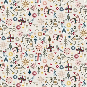 Merry Chritmas | 12x12 in | White cream background, Christmas palette