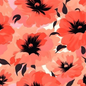 Pink, Coral & Black Floral - medium