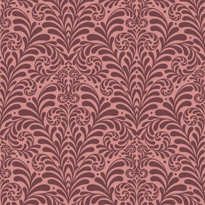 Damask Morris Fern XL 12 wallpaper scale dusky rose claret by Pippa Shaw