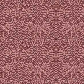 Damask Morris Fern large 8 wallpaper scale dusky rose claret by Pippa Shaw