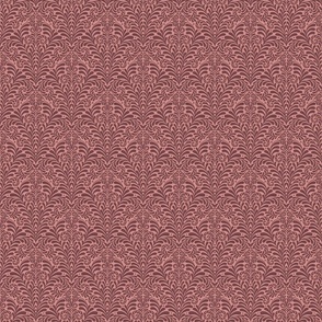 Damask Morris Fern medium scale dusky rose claret by Pippa Shaw