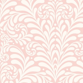 Damask Morris Fern jumbo 24 wallpaper scale blush pink ivory by Pippa Shaw