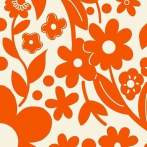 Boho Detailed Daisy Floral Pattern - Orange Large Inverted