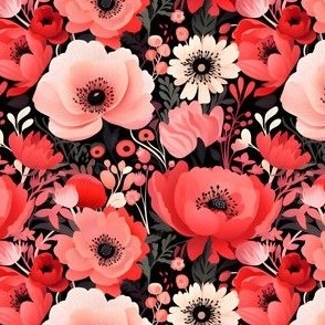 Pink & Ivory Floral on Black - small