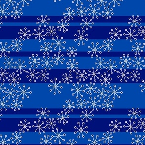(TT) Modern Snowflake Drift Mid Mod Doodads Cobalt Blue, Navy Blue and White Tea Towel/Wall Hanging