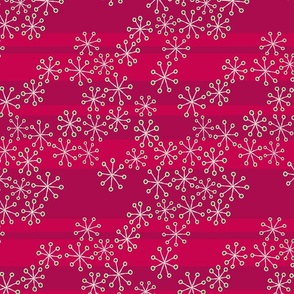 (TT) Modern Snowflake Drift Mid Mod Doodads Dark Pink on Pink Tea Towel/Wall Hanging