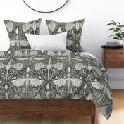 Maximalist Folk Dragons and Enchanted Forest Friends - Green Dark 2 - large