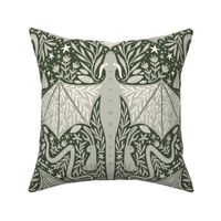 Maximalist Folk Dragons and Enchanted Forest Friends - Green Dark 1 - large