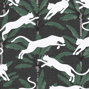 Panthers and Palm Trees - Green and Charcoal Shades / Large