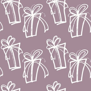 Holiday Gifts Dusty Purple Simple Whimsical Presents with Bows Fabric