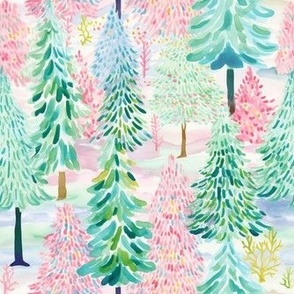 Watercolor Pastel Christmas Tree